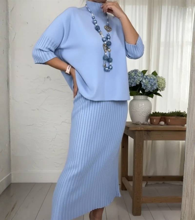 Marija | Pleteni komplet sa suknjom na rebra