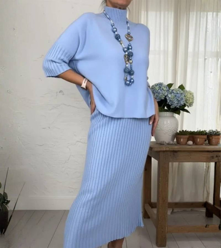 Marija | Pleteni komplet sa suknjom na rebra