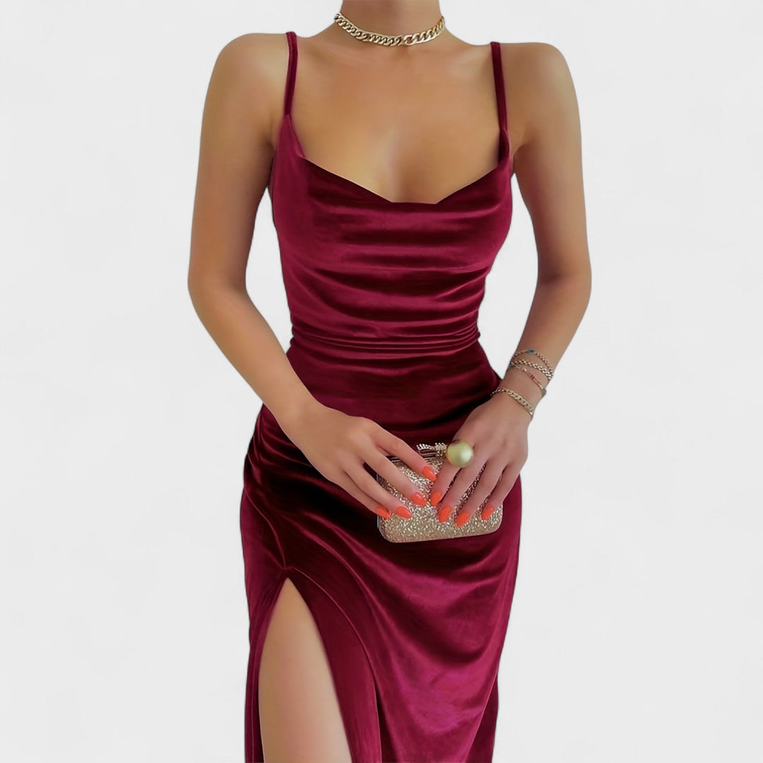 Gabriela - Haljina od baršuna s bočnim prorezom