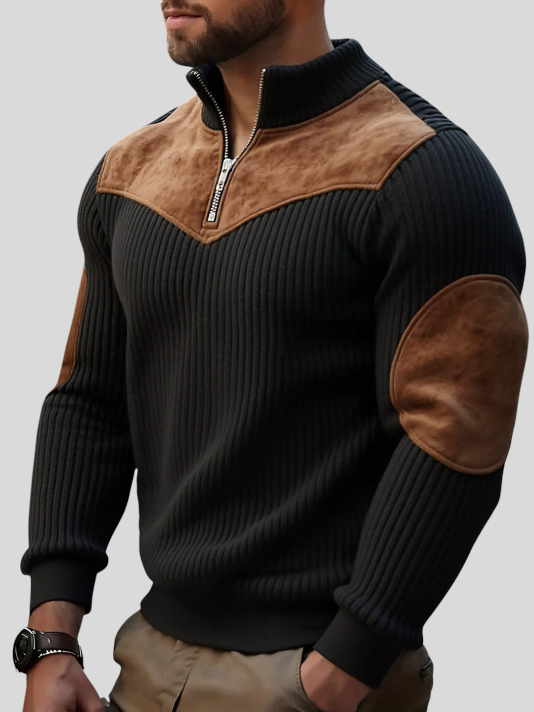 Kortez – Ležerni Pleteni Pulover s Poluzipom