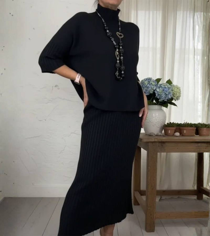 Marija | Pleteni komplet sa suknjom na rebra