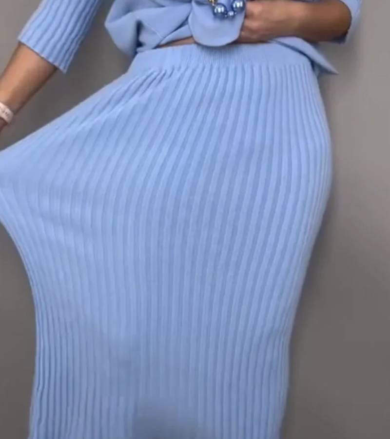 Marija | Pleteni komplet sa suknjom na rebra