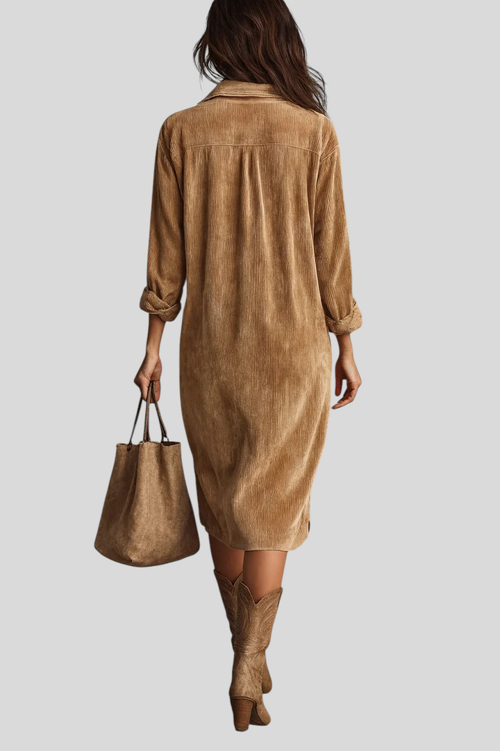 Giulia - Udobna Baršunasta Midi Haljina