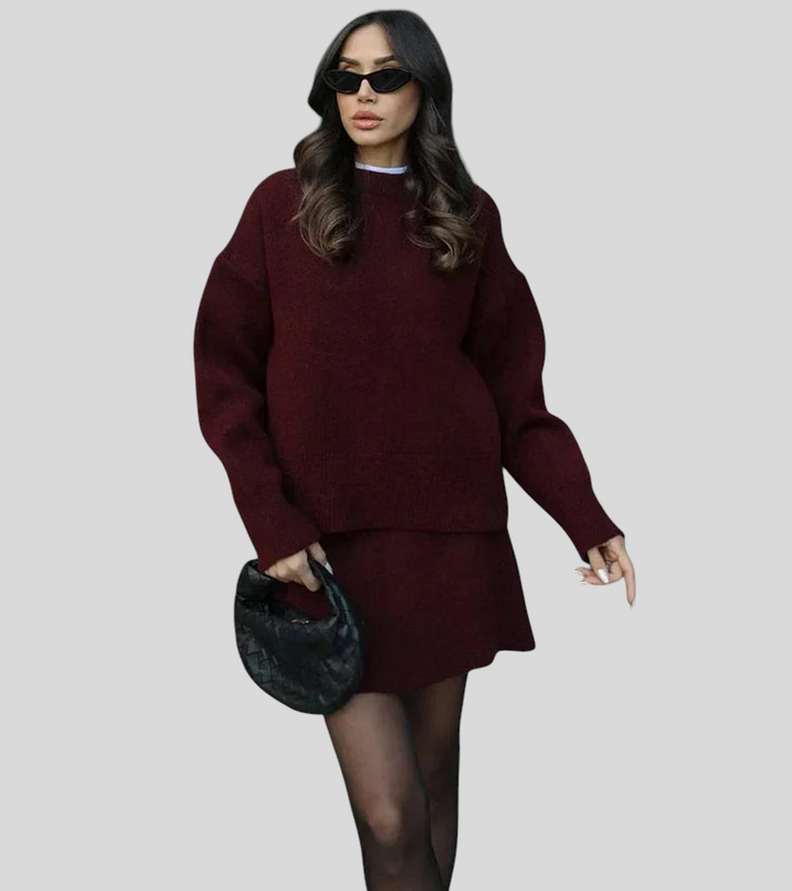 Velara - Pleteni Set - Oversize Pulover + Minica