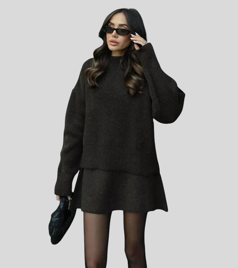 Velara - Pleteni Set - Oversize Pulover + Minica