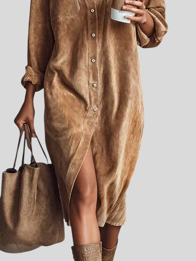 Giulia - Udobna Baršunasta Midi Haljina